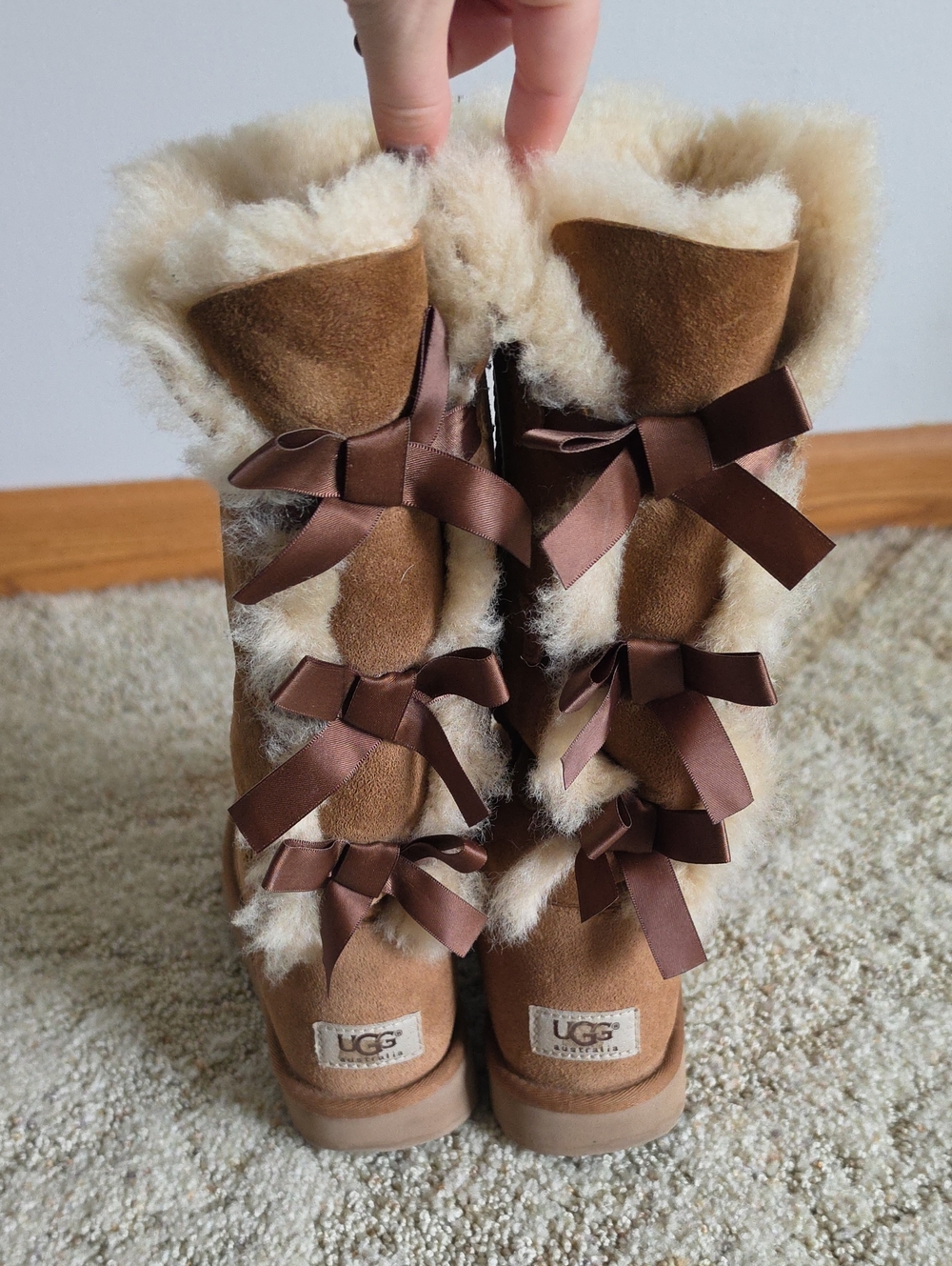 Uggs 3 Bow Fur Boots - Women's Size 7